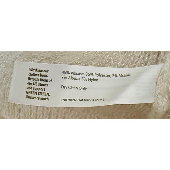 Eileen Fisher Women's V-Neck Maple Oat Cropped Cardigan Sweater Metallic Mohair - Picture 9 of 9